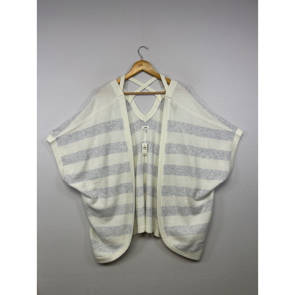 Coastal Aerie NWT Womens XS/S White Striped Strappy Back Dolman Cardigan Sweater